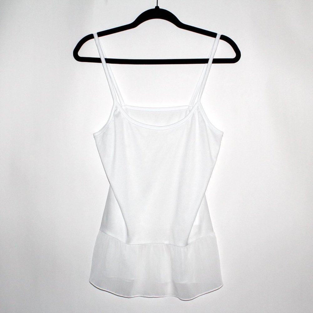 Vintage 90s AB Studio White Sheer Peplum Cami